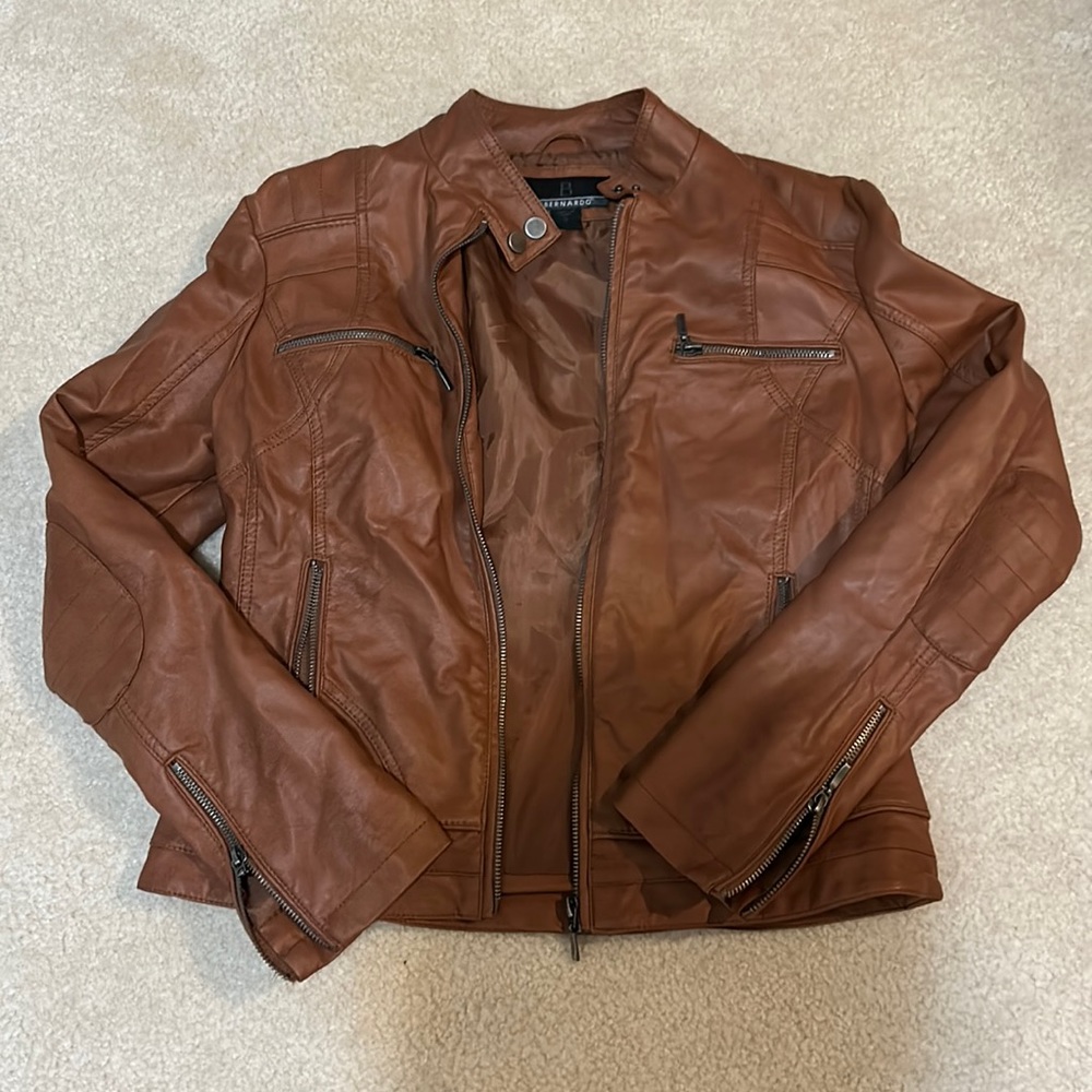 Faux leather moto jacket